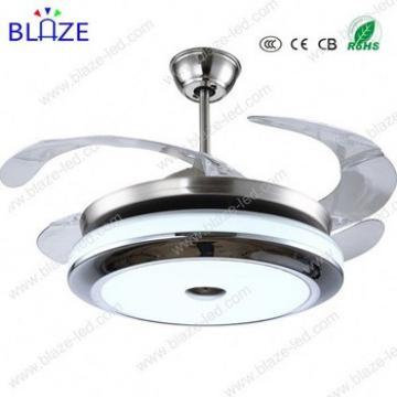 New Creative Europe Style Cube Led Light Contemporary ceiling fan with retractable blade