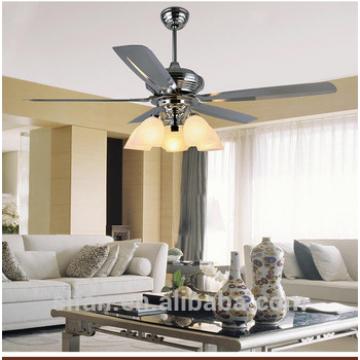 56 inch lights ceiling fan in high speed brushed nickel finish with 5 pieces reversible silver blades remote control