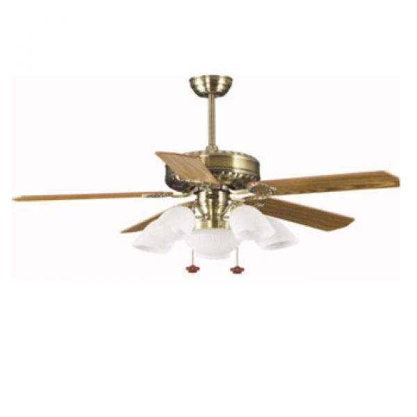 European style wood blade ceiling fan with lights 5 wood blades AC DC motor