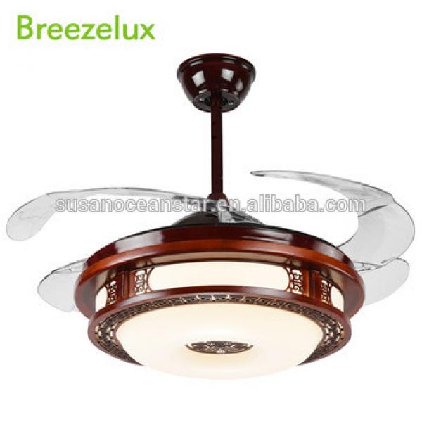 Hot Selling 42 inch wine red ceiling fan with folding blades 36w LED light