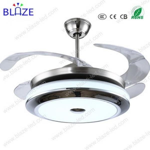 Hot sell remote control hidden blades Ceiling fan with led light